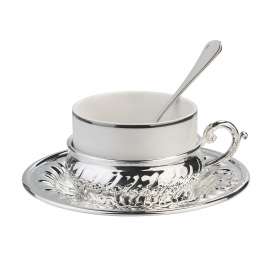 Набор для чая 'Богемия', на 1 персону, белый с серебром, Цвет: белый с серебром