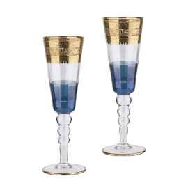 Набор для шампанского, 2 фужера, Синий, Цвет: синий с золотом