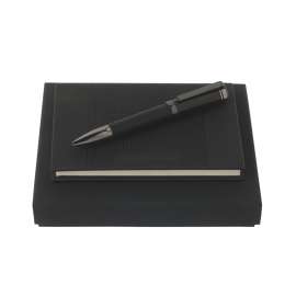 Набор (записная книжка А6, шариковая ручка), черный, Цвет: черный