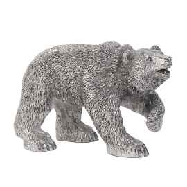 Статуэтка 'Медведь', посеребрение, h 11 см, серебристый, Цвет: серебристый
