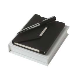Набор (записная книжка А6, ручка шариковая), черный, Цвет: черный