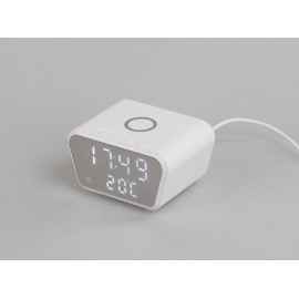 Настольные часы 'Smart Clock' с беспроводным (10W) зарядным устройством, будильником и термометром, белый, Цвет: белый