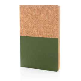 Блокнот из пробки и крафт-бумаги, A5, Зеленый, Цвет: зеленый, Размер: Длина 20 см., ширина 14 см., высота 1,2 см.