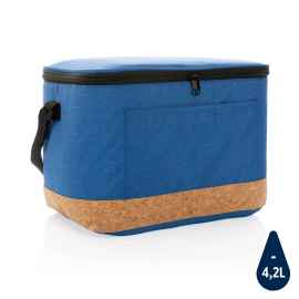 Двухцветная сумка-холодильник Impact XL из RPET AWARE™ и натуральной пробки, Синий, Цвет: синий, Размер: Длина 30 см., ширина 21 см., высота 21 см.