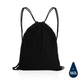 Рюкзак на шнурке Impact из переработанного хлопка AWARE™, 145 г, черный, Цвет: черный, Размер: Длина 35 см., ширина 1 см., высота 44 см.