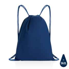 Рюкзак на шнурке Impact из переработанного хлопка AWARE™, 145 г, синий,, Цвет: синий, Размер: Длина 35 см., ширина 1 см., высота 44 см.