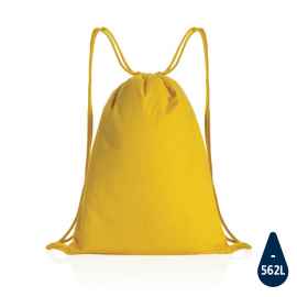 Рюкзак на шнурке Impact из переработанного хлопка AWARE™, 145 г, желтый, Цвет: желтый, Размер: Длина 35 см., ширина 1 см., высота 44 см.
