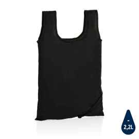 Плотная складная сумка-шоппер Impact из RPET AWARE™, черный, Цвет: черный, Размер: Длина 38 см., ширина 0,1 см., высота 41,5 см.