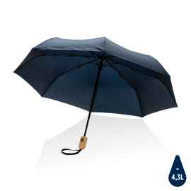 Автоматический зонт Impact из RPET AWARE™ с бамбуковой рукояткой, d94 см, темно-синий,, Цвет: темно-синий, Размер: , высота 57 см., диаметр 94 см.