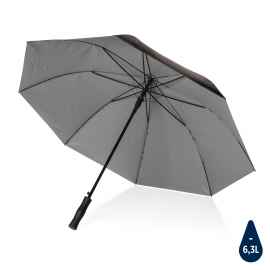 Двухцветный плотный зонт Impact из RPET AWARE™ с автоматическим открыванием, d120 см, Серый, Цвет: серебряный, Размер: , высота 90,5 см., диаметр 120 см.