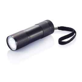 Алюминиевый фонарик Quattro, Черный, Цвет: черный, Размер: Длина 2,5 см., высота 9 см., диаметр 2,6 см.