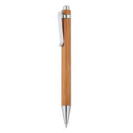 Бамбуковая ручка Bamboo, коричневый, серебряный, Цвет: коричневый, серебряный, Размер: Длина 1 см., ширина 1 см., высота 13,7 см., диаметр 1,1 см.
