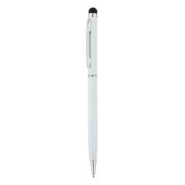 Тонкая металлическая ручка-стилус, белый,, Цвет: белый, Размер: , высота 13,6 см., диаметр 0,8 см.