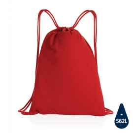 Рюкзак на шнурке Impact из переработанного хлопка AWARE™, 145 г, красный, Цвет: красный, Размер: Длина 35 см., ширина 1 см., высота 44 см.