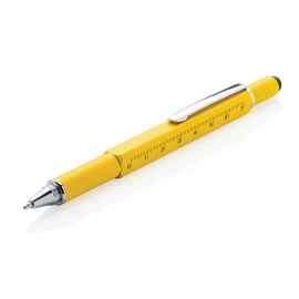 Многофункциональная ручка 5 в 1, Желтый, Цвет: желтый, Размер: , ширина 1,3 см., высота 15 см.