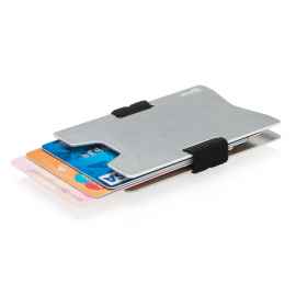 Алюминиевый чехол для карт с защитой от сканирования RFID, серебряный, черный, Цвет: серебряный, черный, Размер: , ширина 5,8 см., высота 8,8 см.