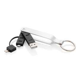 USB-кабель MFi 2 в 1, Черный, Цвет: серебряный, черный, Размер: Длина 1,4 см., ширина 3 см., высота 11,7 см.
