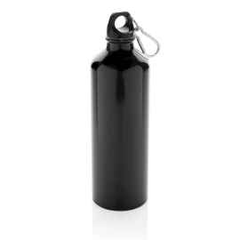 Алюминиевая бутылка для воды XL с карабином, Черный, Цвет: черный, Размер: Длина 7,3 см., ширина 7,3 см., высота 25 см., диаметр 7,3 см.