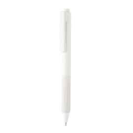 Ручка X9 с глянцевым корпусом и силиконовым грипом, Белый, Цвет: белый, Размер: , высота 14,3 см., диаметр 1,1 см.