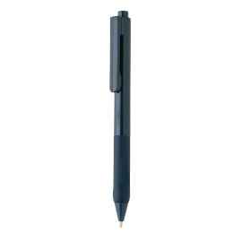 Ручка X9 с глянцевым корпусом и силиконовым грипом, Синий, Цвет: темно-синий, Размер: , высота 14,3 см., диаметр 1,1 см.