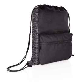Светоотражающий рюкзак на шнурке из RPET AWARE™, черный, Цвет: черный, Размер: Длина 34 см., ширина 14 см., высота 44 см.