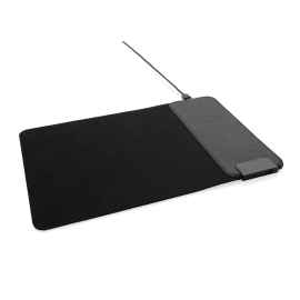 Коврик для мыши с беспроводной зарядкой 15 Вт и портами USB, черный, Цвет: черный, Размер: Длина 32 см., ширина 22 см., высота 0,8 см.