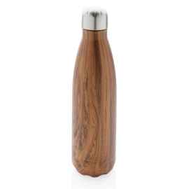 Вакуумная бутылка с принтом под дерево, коричневый,, Цвет: коричневый, Размер: , высота 25,8 см., диаметр 6,7 см.