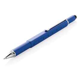 Многофункциональная ручка 5 в 1, синяя, синий, Цвет: синий, Размер: , ширина 1,3 см., высота 15 см.