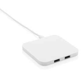 Док-станция Square для беспроводной зарядки 10 Вт с USB-портами, белый,, Цвет: белый, Размер: Длина 8,6 см., ширина 8,6 см., высота 0,8 см.
