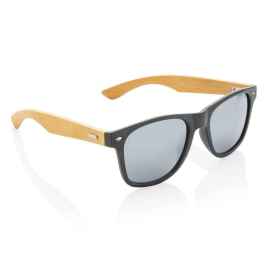 Солнцезащитные очки Wheat straw с бамбуковыми дужками, Черный, Цвет: черный, Размер: Длина 14,5 см., ширина 3,5 см., высота 5,3 см.