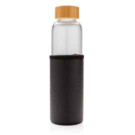 Стеклянная бутылка с чехлом, Черный, Цвет: черный, Размер: , высота 23,9 см., диаметр 7 см.