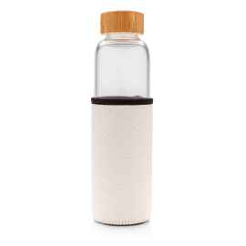 Стеклянная бутылка с чехлом, Белый, Цвет: белый, серый, Размер: , высота 23,9 см., диаметр 7 см.