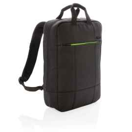 Рюкзак Soho business из RPET (без содержания ПВХ) 15', Зеленый, Цвет: черный, зеленый, Размер: Длина 29 см., ширина 10 см., высота 41 см.