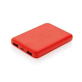 Карманный внешний аккумулятор на 5000 мАч, Красный, Цвет: красный, Размер: Длина 8,8 см., ширина 6,2 см., высота 1,3 см.