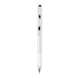 Многофункциональная ручка 5 в 1 из пластика ABS, серый, черный, Цвет: серый, черный, Размер: Длина 15 см., ширина 1,4 см., высота 1,4 см.