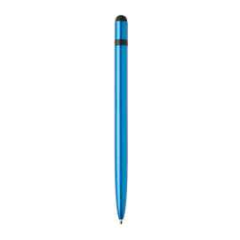 Металлическая ручка-стилус Slim, Синий, Цвет: синий, Размер: , высота 14 см., диаметр 0,8 см.