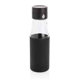 Стеклянная бутылка для воды Ukiyo с силиконовым держателем, черный, Цвет: черный, Размер: Длина 7 см., ширина 5,5 см., высота 23,5 см.