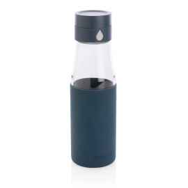 Стеклянная бутылка для воды Ukiyo с силиконовым держателем, 600 мл, Синий, Цвет: синий, Размер: Длина 7 см., ширина 5,5 см., высота 23,5 см.