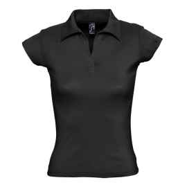 Рубашка поло женская без пуговиц Pretty 220 черная, размер L, Цвет: черный, Размер: L