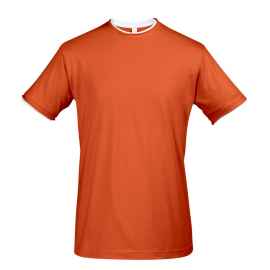 Футболка мужская с контрастной отделкой Madison 170, оранжевый/белый, размер L, Цвет: оранжевый, Размер: L