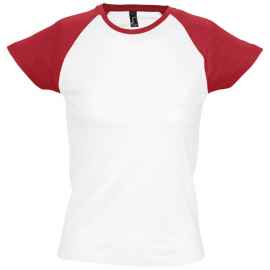 Футболка женская Milky 150 белая с красным , размер S, Цвет: белый, красный, Размер: S