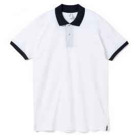Рубашка поло Prince 190 белая с темно-синим , размер S, Цвет: белый, синий, Размер: S