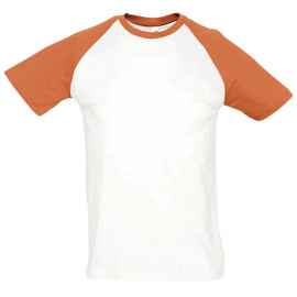 Футболка мужская двухцветная Funky 150, белый/оранжевый, размер S, Цвет: оранжевый, Размер: L