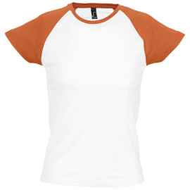 Футболка женская Milky 150 белая с оранжевым, размер S, Цвет: оранжевый, Размер: S