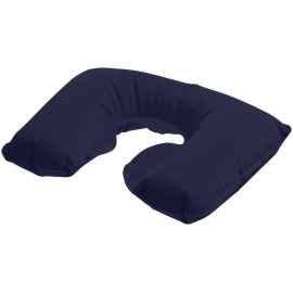 Надувная подушка под шею в чехле Sleep, темно-синяя, Цвет: темно-синий, Размер: подушка: 44х28 с