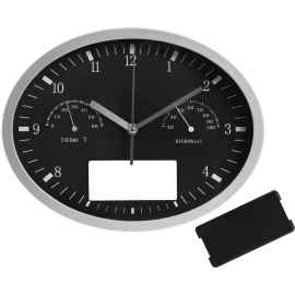 Часы настенные INSERT3 с термометром и гигрометром, черные, Цвет: черный, Размер: 29