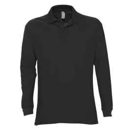 Рубашка поло мужская с длинным рукавом Star 170, черная, размер S, Цвет: черный, Размер: S