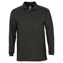 Рубашка поло мужская с длинным рукавом Winter II 210 черная, размер M