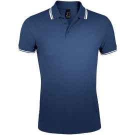 Рубашка поло мужская Pasadena Men 200 с контрастной отделкой темно-синяя с белым, размер S, Цвет: темно-синий, Размер: S