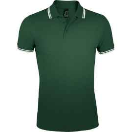 Рубашка поло мужская Pasadena Men 200 с контрастной отделкой зеленая с белым, размер S, Цвет: белый, зеленый, Размер: S